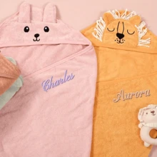 1pc Custom Embroidered Name Towel Animal Soft Quick-Dry Hand Towel Personalized Cute Cartoon Hooded Towel Multi-Functional Hooded Bath Towels Neutral Animal Face Lion Frog Rabbit Panda Hooded Capes Ideal Gifts For Girls Boys Friends - Multicolor - View 4