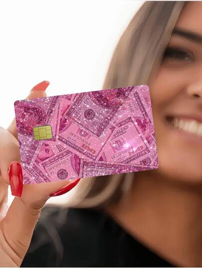 2PCS Fun Glitter Pink Credit Card Decoration Sticker - Shiny Dollar, Love Diamond "LOVE" Design Credit Card Sticker, Card Sticker Cover, Card Cover, Debit Card Cover, Y2K Style Fun Card Holder Decor, PVC Scratch Resistant And Durable, Protecting Privacy Card Skin, Suitable For DIY Decoration Of Credit Cards, Bank Cards, Transportation Cards, Campus Cards, And More, Back To School, School Supplies, Stocking Stuffers