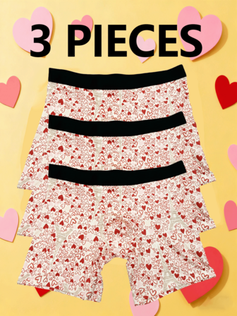 3pcs/Pack Men's Breathable & Comfortable Long Boxer Briefs, Suitable For Daily Commute, Sports, Christmas, New Year, Valentine's Day Gifts