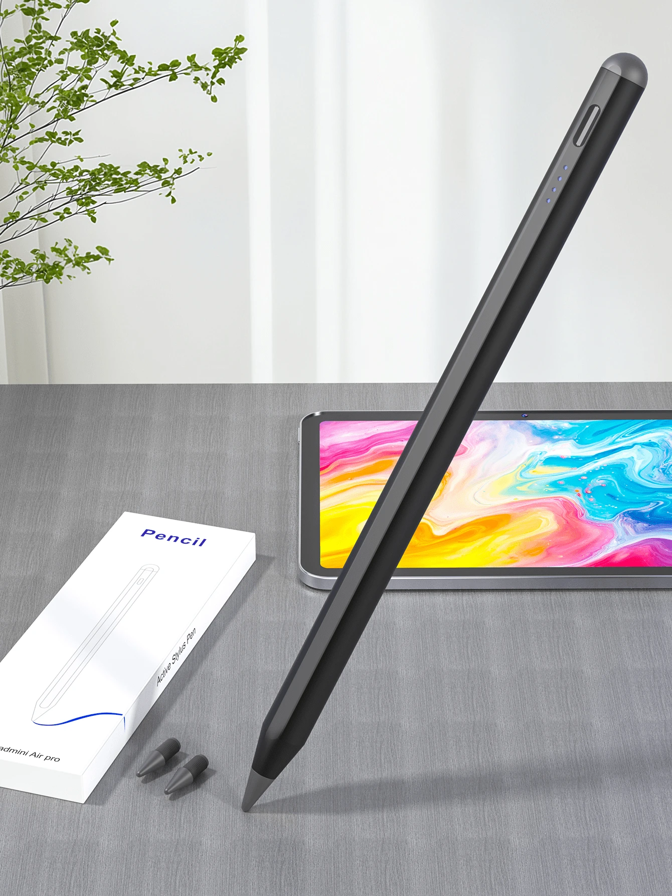 This Stylus Is Compatible With , It Is A Stylus As Well As An  Accessory, Compatible With 2022  10th/11th Generation (A16 Chip)/Air4/5/6 10.9 Inch Models, High Sensitivity Touch Control Without Bluetooth Connection Required. The Pen Tip Can Draw Lines Or Shading Effects Of Different Thicknesses According To The Angle. - Black - View 1