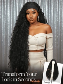 36 Inch Long Curly Wig, Wavy Synthetic Wig, No Glue Needed, Heat Resistant Long Wig, Suitable For Daily Wear And Parties - Black - View 6