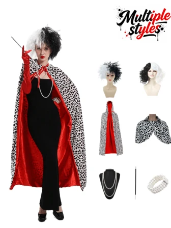 6 Stücke treuer Hund & modische weibliche Bösewicht Cosplay Set - komplettes 1920er Jahre Party Outfit