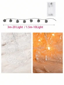 Ramadan Dekoration Mond & Sterne Lichterkette, batteriebetriebene Lichter für Eid, islamische Feste, Heim- und Raumdekoration, perfekt für Ramadan Mubarak, Eid Al-Fitr, Restaurant Dekoration, Hotel Dekoration, Schlafzimmer Dekoration, Wohnzimmer Dekoration; - warme Farbe - Übersicht 7
