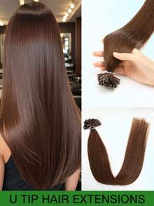 直发U型接发，真人发，角蛋白美甲接发，冷融合接发片，真人发，Remy品质，角蛋白热融合，直发，自然柔顺，黑色、棕色、金色挑染，12-22英寸，每包28-30克，适合所有种族女性，百搭发型 | 自然外观 | 挑染发丝 - 彩色 - 查看 46