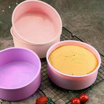 1个硅胶圆形蛋糕模具，8英寸/10英寸 | 多功能DIY烘焙及布丁工具，适用于烤箱，是新年庆祝活动的理想之选，厨房烘焙必备品，彩色蛋糕模具，硅胶模具