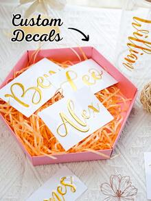 1/3/5pcs Personalized Name Stickers, 1.5-3 Inch Labels, Name Stickers, Customized Gold Stickers, Gold UV Name Stickers, Date Stickers, DIY Gifts, Handmade Items, Customized UV Stickers, Wedding Stickers, Gift UV Stickers - Gold - View 10