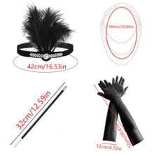 Bộ 4 phụ kiện đội đầu theo chủ đề tiệc tùng cổ điển Gatsby thập niên 1920, Phụ kiện băng đô lông vũ Flapper cho tiệc hóa trang thập niên 20 sôi động, tiệc tối trang trọng - A - Xem 5