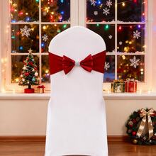 Laço elástico para encosto de cadeira com fivela de strass, fita de cetim para encosto de cadeira, ideal para banquetes, festas, eventos, hotéis, aniversários, casamentos, Natal, Ramadã e decoração de festas de Ano Novo.