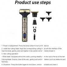 Men's Electric Shaver With Replaceable Sideburn Trimmer, Nose Hair Trimmer, Digital Display, USB Charging, Gift For Men - Bronze - View 10