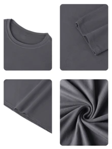 3件套少女休闲印花圆领长袖T恤，秋季学生少女装 - 时尚睫毛、甜点、海豚图案T恤，让孩子们笑容满面，情人节服装 - 深灰色 - 查看 5