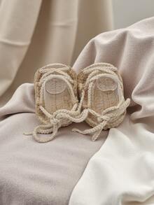 Handmade Infant Sandals, Natural Beige, Lace-Up Style