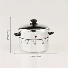 Temporizador de cozinha mecânico ajustável de 60 minutos - Design retrô em metal com base preta e tampa transparente, não requer pilhas, perfeito para cozinhar, contagem regressiva e uso doméstico ou escolar, durável e versátil, acessório de cozinha.