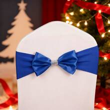 Laço elástico para encosto de cadeira com fivela de strass, fita de cetim para encosto de cadeira, ideal para banquetes, festas, eventos, hotéis, aniversários, casamentos, Natal, Ramadã e decoração de festas de Ano Novo.