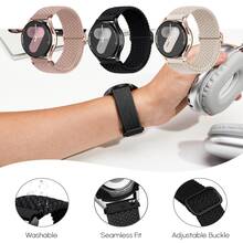 3 dây đeo đồng hồ tháo nhanh 20mm/22mm, tương thích với Samsung Galaxy Watch 7/4/5/6 40mm/44mm/6 Classic 43mm/47mm/Active 2/Gear S3 Classic; Dây đeo đồng hồ nylon co giãn 18/20/22mm, tương thích với HW Watch GT5 41mm/46mm/GT2/GT 3 42mm/46mm/HW GT5 Pro - Bột dệt màu da thịt + ánh sao + đen - Xem 2