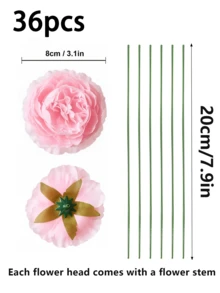 12/24 peças de flores artificiais de peônia, cabeças de flores de peônia simuladas com hastes para decoração de festas de casamento, decoração de bolos e centros de mesa para sala de estar, plantas artificiais, decoração de outono, decoração de quarto, mesa, jardim, artigos de decoração para ambientes. - Menta verde - Ver 13