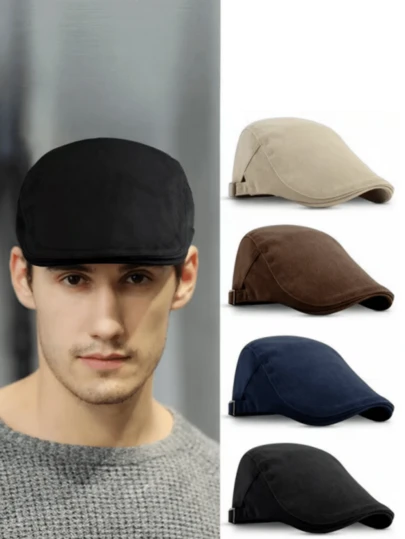 1pc Adjustable Strap Elegant Men's Beret Hat, Classic British Style, Suitable For Casual, Outdoor, Valentine's Day Gift, Ideal Choice For Friends