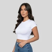 Kit Of 2 Women's Baby Tees - Slim Fit Short Sleeve Blouse - Premium Compression Blouse - WHITE/BLACK - View 3