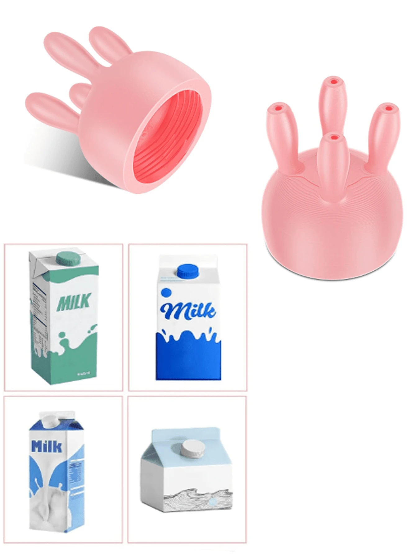 4 Nozzle Milk Carton Lids, Hard Material, Container Adapter Separate Lid, Easy To Clean, Beverage Box Pouring Accessory, Breakfast Liquid Dispenser, Oat Milk, Soy Milk, Almond Milk, Milk, Cream, Orange Juice, Everyday Kitchen Use