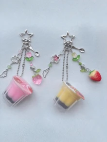 Móc khóa hình bánh pudding Nhật Bản, mặt dây chuyền bánh tart trứng sữa màu vàng, phong cách retro thời kỳ Heisei (Y2K), phụ kiện đính hạt, móc chìa khóa xe hơi, phụ kiện du lịch, phụ kiện móc khóa, phụ kiện túi xách, phụ kiện ví. - Nhiều màu - Xem 2
