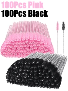 200/100/50/10件套睫毛刷、睫毛膏刷（带收纳盒）、一次性软毛眉刷、睫毛嫁接刷、眉刷、蓖麻油刷（水晶粉+水晶黑）、赠品 - 彩色 - 查看 10