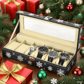 1个黑色首饰收纳盒，分格整理盒，斋月和新年礼物