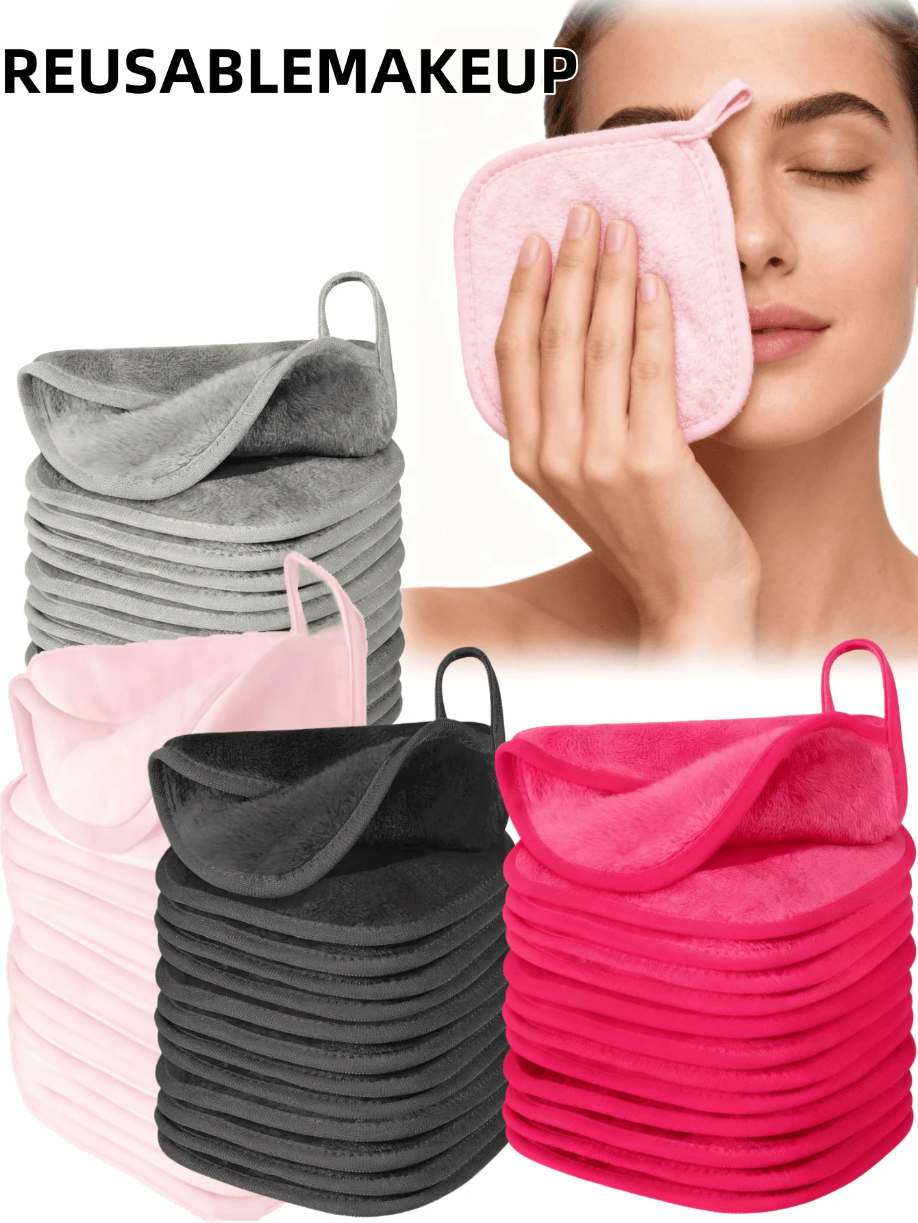 Paño desmaquillante, toalla facial reutilizable de 6 pulgadas x 6 pulgadas, toalla facial de microfibra, apta para el lavado diario, set de 10 piezas, regalo del Día de la Madre, regalo de Año Nuevo, regalo de Navidad