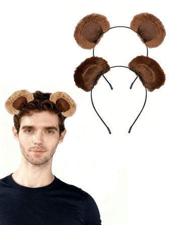 1 st julpanna med tecknad björn, rörlig hårspänne med kaninpäls och björn, söt plyschpanna med håraccessoar