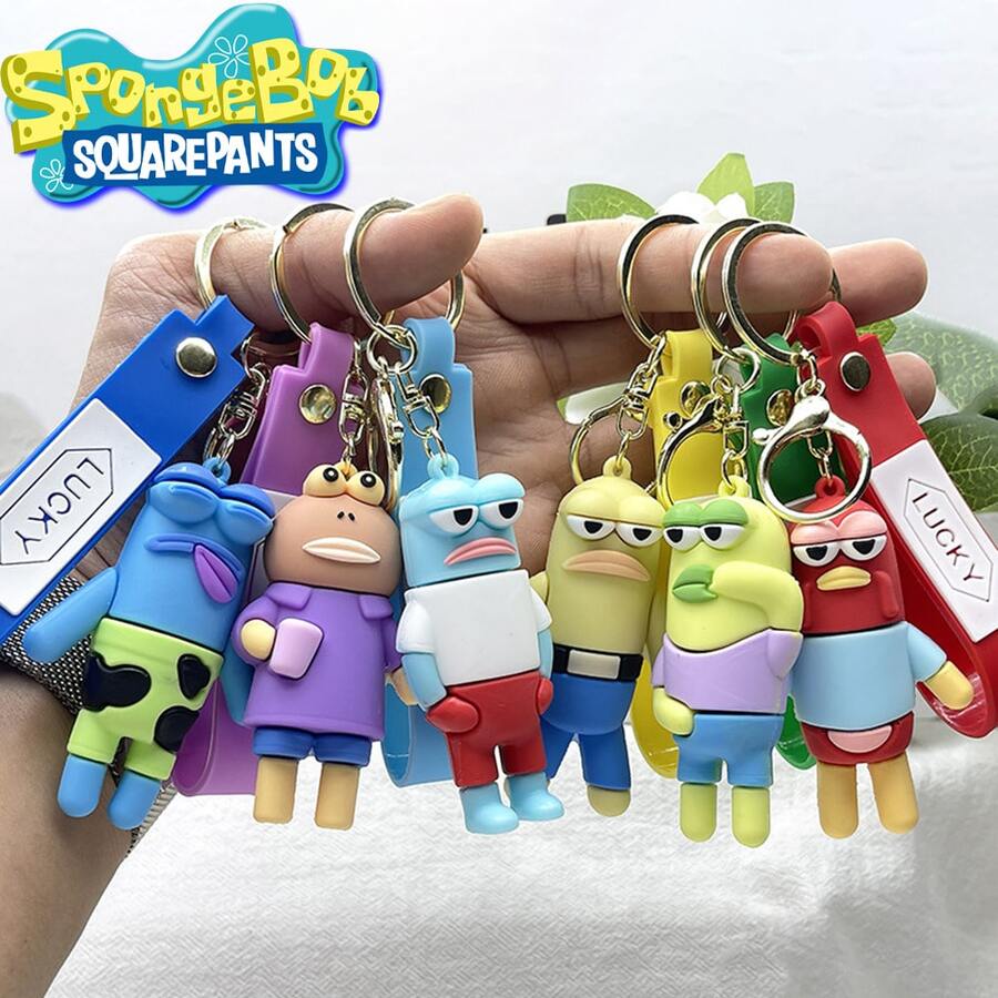 SpongeBob SquarePants SpongeBob Keychain - Bikini Bottom Ugly Fish Keychain | Cartoon Bikini Bottom Resident Pendant | Ideal For Bags, Clothing, Gifts For Best Friends, Birthdays, Daily Wear And Travel Luggage Accessories - Multicolor - View 1