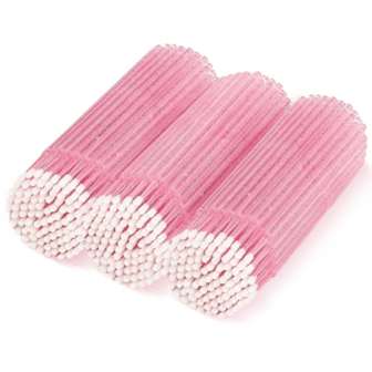 500/300pcs Count Micro Applicator Brush, Crystal Pink Micro Swabs, Disposable Eye Lashes Mascara Wands For Eyelash Extension