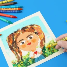Juego de 6 lápices de colores, con pigmentos intensos y una fórmula de cera suave y fácil de aplicar. Ideal para los dibujos y manualidades de los niños. El estuche portátil con diseño multicolor ofrece una experiencia creativa divertida y sin esfuerzo. - 6 colores - Ver 5