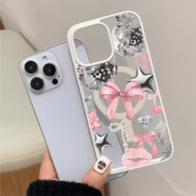 Patrón de lazo, carcasa simple y de moda para teléfonos móviles, compatible con iPhone 11 / 12 / 13 / 14 / 15 / 16 / Pro / Max y Galaxy plus / Pro / S22 / S23 / S24 / s25 / ultra / fe. Muy adecuado como regalo de vacaciones, regalo de San valentín. - Blanco - Ver 2