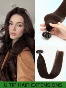 直发U型接发，真人发，角蛋白美甲接发，冷融合接发片，真人发，Remy品质，角蛋白热融合，直发，自然柔顺，黑色、棕色、金色挑染，12-22英寸，每包28-30克，适合所有种族女性，百搭发型 | 自然外观 | 挑染发丝 - 彩色 - 查看 30