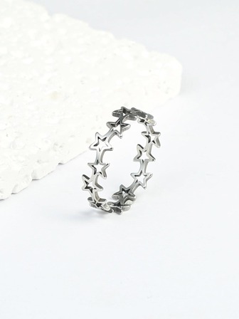 1枚男士不对称镂空星形戒指