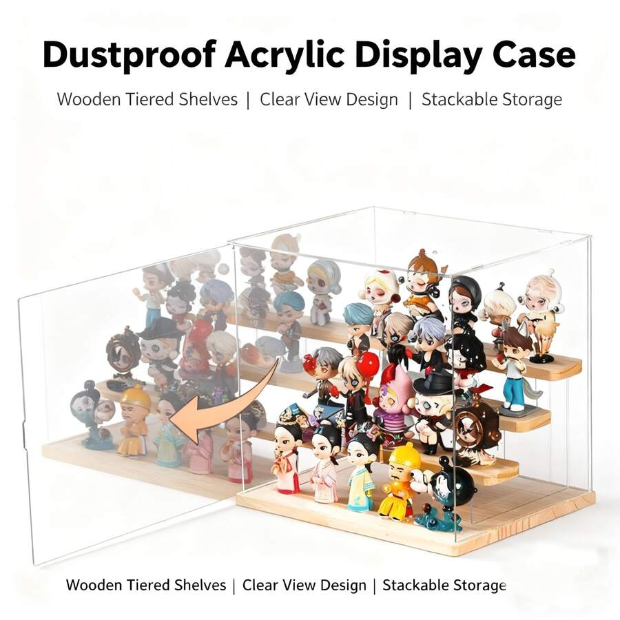 1 Acrylic Display Cabinet - Transparent Display Rack, Display Case, Display Box, Mini Handicraft Toy And Doll Decorative Storage Box, Suitable For Home, Dormitory, School, And Office - 無色 - 查看 1