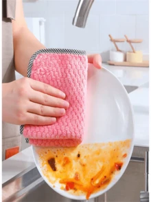 Thickened Coral Velvet Dishcloth, Cleaning Cloth, Dishwashing Cloth, Multifunctional Cleaning Towel, Household Rag, Kitchen Bathroom Cleaning Towel, Durable Absorbent Towel, Easily Remove Stains And Grease, Cleaning Supplies, Cleaning Gadgets - Multicolor - View 5
