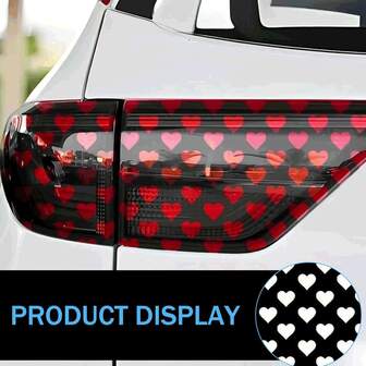 2片装心形汽车尾灯贴纸，后灯贴花，自粘尾灯装饰膜，可裁剪，通用型，适用于大多数车辆