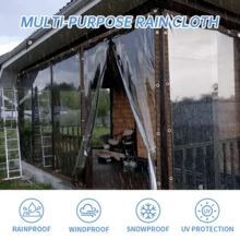 【防水篷布】1片装 高强度透明防水帆布 - PE户外覆盖物，带孔眼、绳索和绑带，防紫外线、防风、防雨雪 - 适用于庭院、泳池围栏、温室、露营、建筑工地 - 高清可视性，速干设计，加固边缘，抗撕裂面料，家居装修