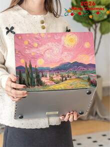 1 件装，梵高艺术画粉紫色星夜花卉印花透明超薄亚克力笔记本电脑保护壳，采用花卉图案设计，哑光防指纹，全包防水，3D 防摔，3D 散热孔，适用于 AIR13 2025/Pro 16 M4/M3/M2，必备笔记本电脑保护壳，圣诞节礼物，2026 新年礼物。