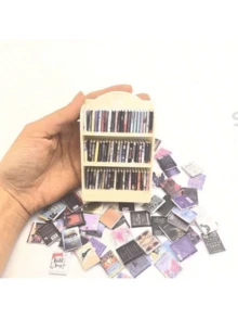 1:12 Scale Mini Collectible Bookshelf (With 60 Mini Books) - Compact Plastic Display Rack With Multiple Compartments, Ideal For Mini Novels, Indoor/Outdoor Decor, White, Collectable Display Rack | Plastic Structure *Miniature Scene Accessory Mini Book Doll House DIY Dollhouse Furniture BJD Scene Photography Props Comic Books - Multicolor - View 12