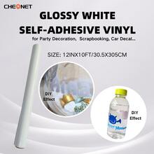 CHEONET - Permanent Vinyl, Sticky Vinyl Rolls For All Cutting Machines, Permanent Outdoor Vinyl, Suitable For Decorative Stickers, Car Stickers, Scrapbooks, Signs, Glossy Waterproof