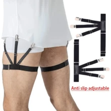 2pcs/Set Adjustable Men's Shirt Stays With Non-Slip Locking Clamps - Keep Your Shirt Tucked In All Day! Men's Shirt Garters Adjustable Elastic Leg Suspenders Shirt Holders Straps Belt Crease-Resistance Non-Slip Locking Clamps Black - Multicolor - View 8