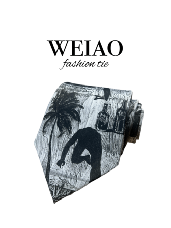 1pc Men's & 1pc Unisex Punk Dark Street Subculture Skull Angel Animal Print Faux Silk Smooth Necktie