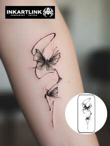 INKARTLINK INKARTINK Chinese Ink Painting Butterfly Temporary Tattoo, Waterproof 2-5 Days, Colorful Water Transfer Tattoo Sticker, Realistic Fake Tattoo, Niche Design Decoration Sticker - Multicolor - View 7