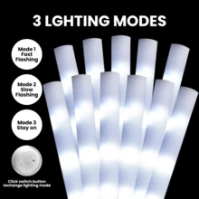 119/56 Pcs Foam Glow Sticks,White  Glow Sticks, Party Foam Glow Sticks With Three Flashing Modes. They Are Perfect Party Favors For Weddings, Outdoor Activities,Dances, Concerts, Halloween And Christmas(White) - 銀白色 - 查看 2