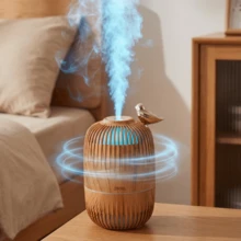 Humidificador Mini USB Compacto con Compartimento para Aceite Esencial, Funcionamiento Ultra-Silencioso, Apagado Automático, Diseño Estriado, Blanco - Ideal para Habitaciones Pequeñas de 10-20㎡ - Caqui - Ver 6