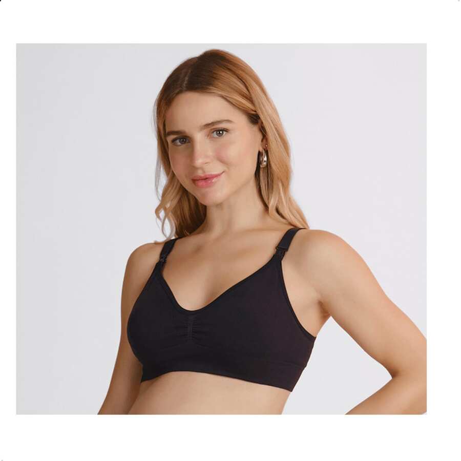 Lupo Original Microfiber Seamless Nursing Bra - Black - View 1