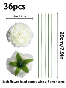 12/24 peças de flores artificiais de peônia, cabeças de flores de peônia simuladas com hastes para decoração de festas de casamento, decoração de bolos e centros de mesa para sala de estar, plantas artificiais, decoração de outono, decoração de quarto, mesa, jardim, artigos de decoração para ambientes. - Menta verde - Ver 19