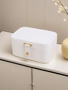 Large Capacity Luxury Genuine Leather Double-Layer Jewelry Box, Featuring Layered Design And Accessory Tray. Suitable For Women/Girls To Store Earrings, Necklaces, Rings And Bracelets. A Perfect Gift For Mother/Wife/Valentine's Day, Also An Ideal Choice For Back-To-School Gifts For Classmates And Best Friends., Room Decor - Multicolor - View 6