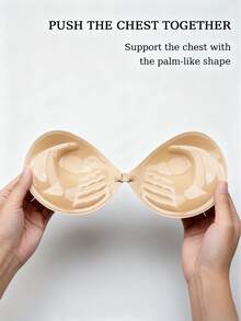 2/1pcs Adhesive 3CM Thickness Push Up Bra, Backless Strapless Bra Dress Invisible Bra, Reusable Breast Enlargement Bra - 彩色 - 查看 3
