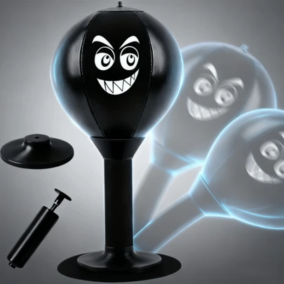1pc Heavy Duty Desktop Punching Bag With Suction Cup Base And Air-Filled Boxing Ball, Reaction Training Ball, Suitable For Office Desk Or Gym-Like Workout, Durable Inflatable Punching Bag, Funny Coworker Gift (No Screws Needed)